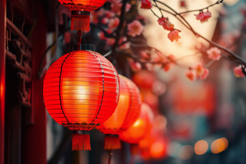 Chinese New Year lamps, close up.