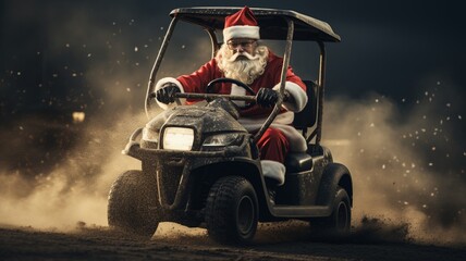 A photograph of the entire scene of santa driving Ai generated art