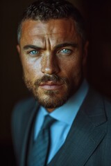 Man in Suit with Compelling Gaze