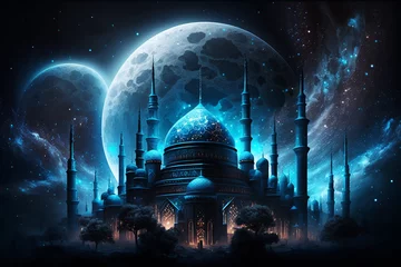 Foto op Plexiglas islamic mosque ramadan kareem blue atmosphere  © VSzili