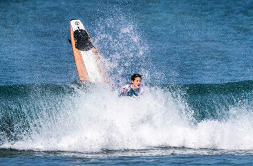 surfing on the beach 