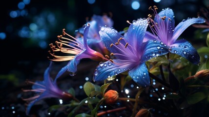 A picture of a rich blue color fantasy lily flower Ai generated art