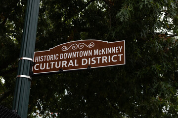 Historic Downton McKinney cultural district street sign 