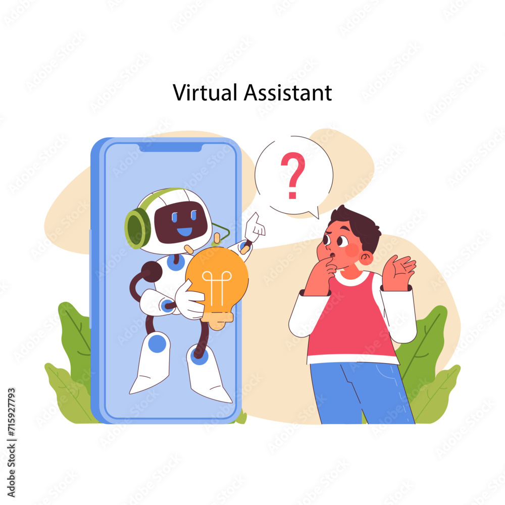 Poster virtual assistant concept. ai effortlessly provides solutions, illuminating queries with knowledge. 