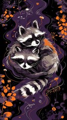 A couple of raccoons laying on top of each other