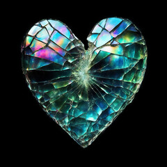 Fototapeta premium The rainbow glass heart is broken.