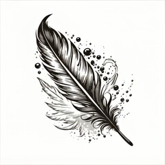 feather pen and ink - obrazy, fototapety, plakaty