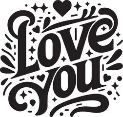 Love you typography t shirt design 