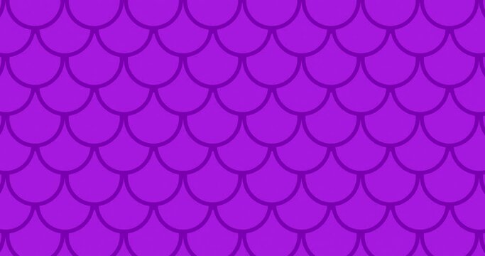 Abstract flat Circular outline shape like scales animated seamless tile pattern background moving in a single direction. Purple color minimalistic pattern motion graphics background.