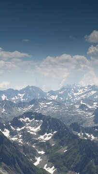 mountain peaks of Pic du midi in french pyrenees in vertical