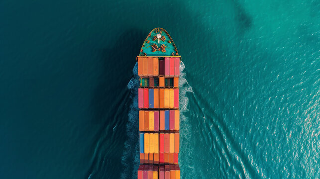 Ocean Odyssey: A Majestic Aerial Dance of Container Cargo Ship. Generative AI