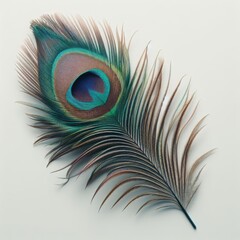peacock feather isolated on white
