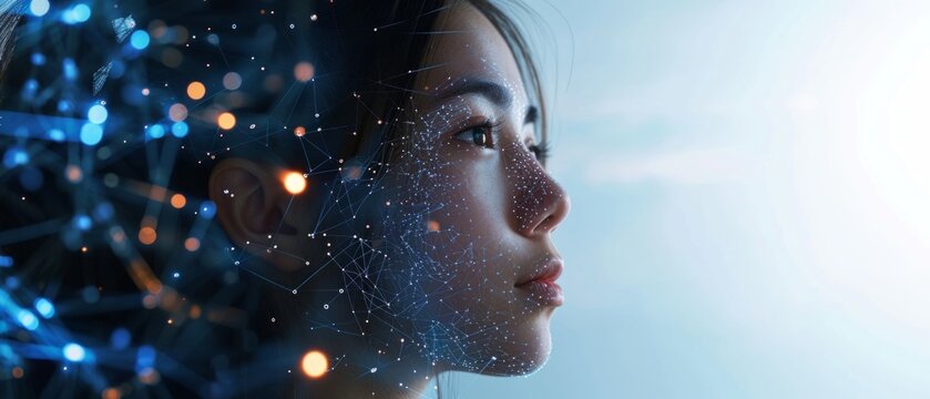 woman who is thinking about internet of things conceptual image Generative AI