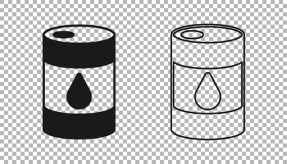 Black Barrel oil icon isolated on transparent background. Vector