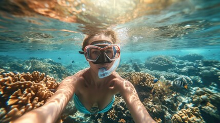 Fototapeta premium Scuba Diving Adventure: Underwater Beauty Unveiled