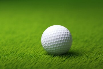 White isolated golf ball resting on green surface. Generative AI