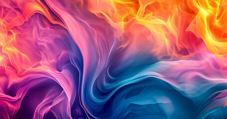 Obraz premium A mesmerizing blend of vibrant hues swirl together in a hypnotic fractal masterpiece, evoking feelings of joy and wonder in this abstract painting