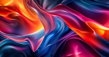 Obraz premium An ethereal fabric adorned with vibrant hues and a luminous center, evoking a sense of mesmerizing wonder through abstract fractal art