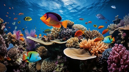 Fototapeta na wymiar Breathtaking shot of the underwater world and tropical fish