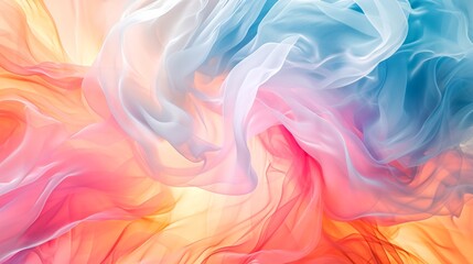 Obraz premium An abstract painting bursts with vibrant color, as peach and pink hues swirl together in a mesmerizing display of motion and artistry