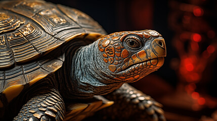 Close-Up of a Wise and Ancient Tortoise