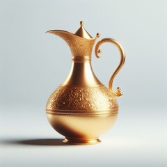 Golden Aftabeh Persian Toilet Wash Jug Decorative Antique Rare Qajar Water Jug Ewer Brass Pitcher
