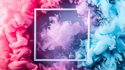 A mesmerizing kaleidoscope of vibrant hues fills a square frame, as swirling magenta, violet, purple, lilac, and pink smoke captivates the eye and evokes a sense of whimsical wonder