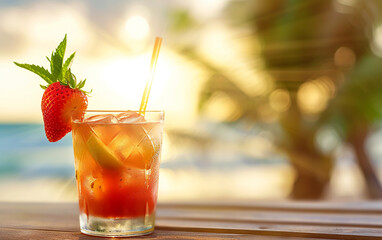 bebida em paraíso tropical 