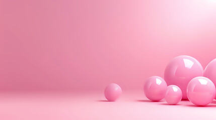 Fototapeta na wymiar pink background with pink balls with copy space