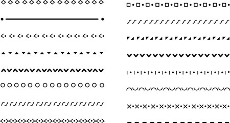 Fototapeta premium Set of hand drawn vector line border frame. Lines, borders, underline pencil strokes, drawing dividers. Doodle design. Geometric vintage fashion collection. . Collection of design black elements.