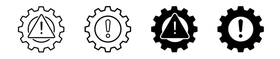 Process or failure icon set. Technical problem, repair or maintenance symbol. Vector - obrazy, fototapety, plakaty