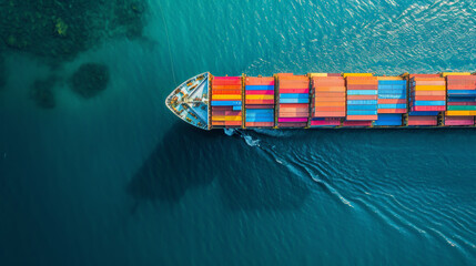 Ocean Odyssey: A Majestic Aerial Dance of Container Cargo Ship. Generative AI