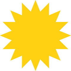 Vector cartoon yellow sun. Shining light rays. Summer Isolated vector illustration.