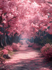 cherry blossom alley in the spring 