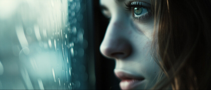 A Young Woman Staring Out The Window With A Sad And Contemplative Expression