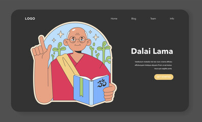 Dalai Lama illustration. Spiritual leader sharing wisdom, a symbolic figure of Buddhist teachings. Flat vector illustration. © inspiring.team