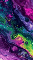 Liquid fluorescent paint colorful background. Artistic bold colors wallpaper