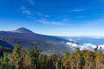 View of the Pico del Teide, the highest mountain in Tenerife and Spain