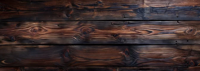 Foto op Canvas Brown wood background. Wide wooden background. Dark wood texture © Jane Kelly