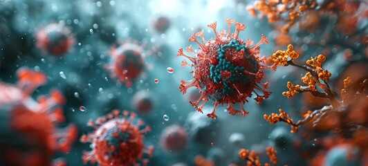 3D model of Adeno Associated virus AAV. Adenovirus can cause ARVI and other disease. Outbreaks and pandemic medical health risk concept.