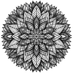 Obraz premium AI generated illustration of mandala-like patterns in black and white line art style