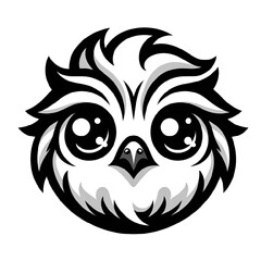 AI generated illustration of a baby chick cartoon-like line art in black and white