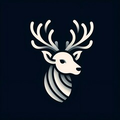 flat logo of head deer with black background created with generative ai