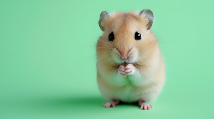 hamster on pastel green background