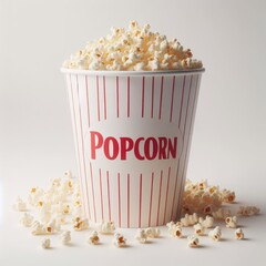 bucket of popcorn on white
