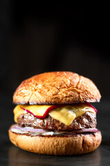 handmade hamburger with meat and cheese