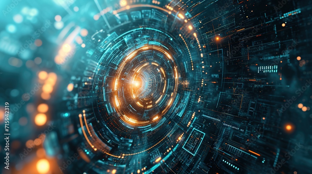 Wall mural abstract background with futuristic technology and digital concept created with generative ai
