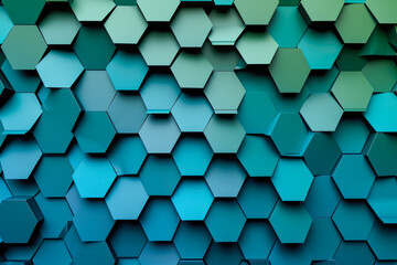 background with a pattern of overlapping hexagons in shades of blue and green