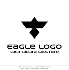 Eagle Logo, Flying Bird Emblem. dove mascot. American Bald Eagle silhouette logo. Minimal design, minimalistic logo vector