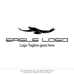 Eagle Logo, Flying Bird Emblem. dove mascot. American Bald Eagle silhouette logo. Minimal design, minimalistic logo vector